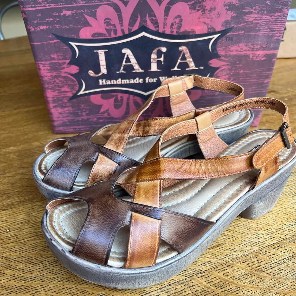 JAFA Shoes New sandals, handmade in Israel, camel/brown leather, size 41